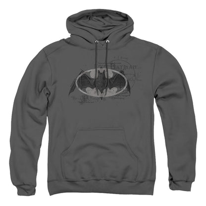 Batman Arcane Bat Logo Mens Hoodie Charcoal Officially Licensed