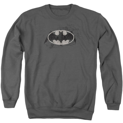 Batman Arcane Bat Logo Mens Crewneck Sweatshirt Charcoal