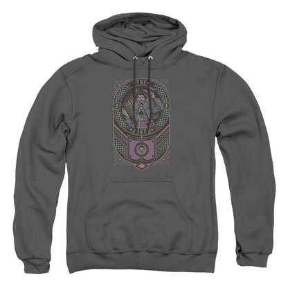 Batman Joker Checkered Sign Mens Hoodie Charcoal Officially Licensed