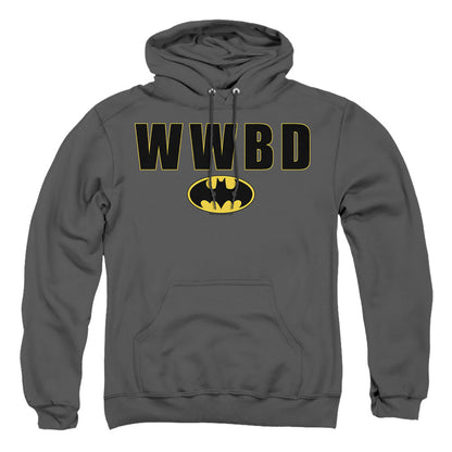 Batman Wwbd Logo Mens Hoodie Charcoal Officially Licensed