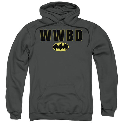 Batman Wwbd Logo Mens Hoodie Charcoal Officially Licensed