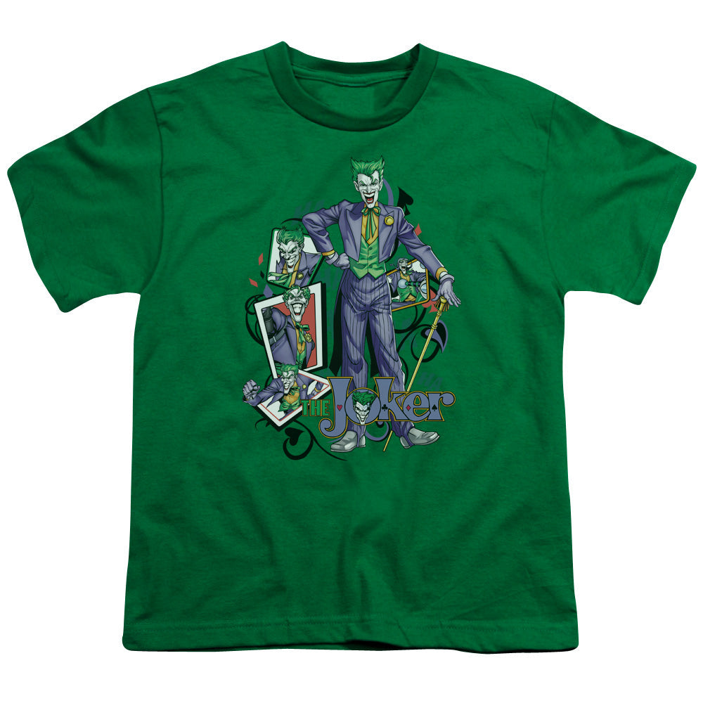 Batman Wild Cards Kids Youth T Shirt Kelly Green Officially Licensed