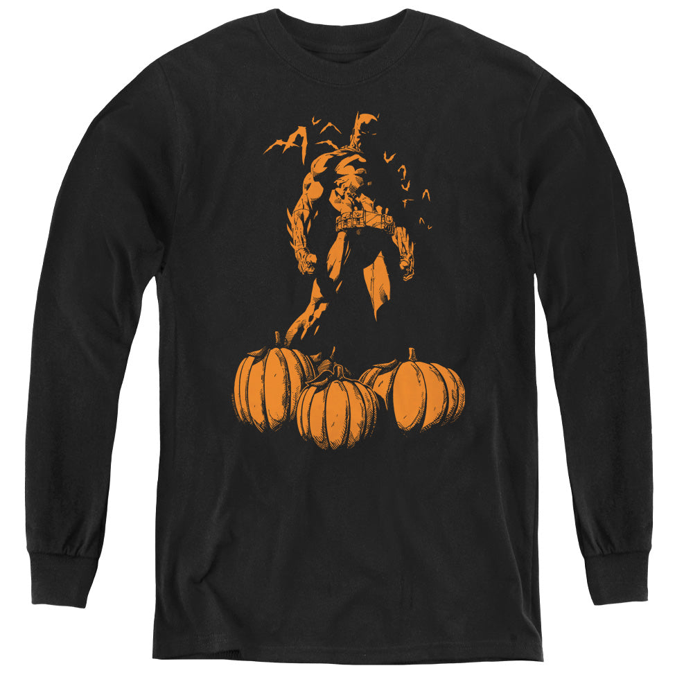 Batman A Bat Among Pumpkins Long Sleeve Kids Youth T Shirt Black Officially Licensed