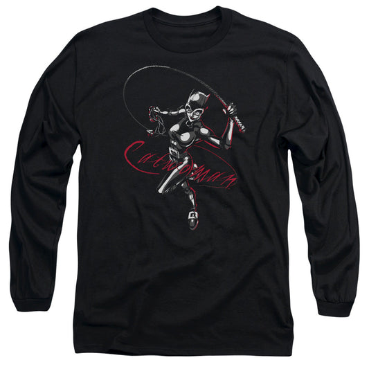 Batman Kitten With A Whip Mens Long Sleeve Shirt Black Officially Licensed