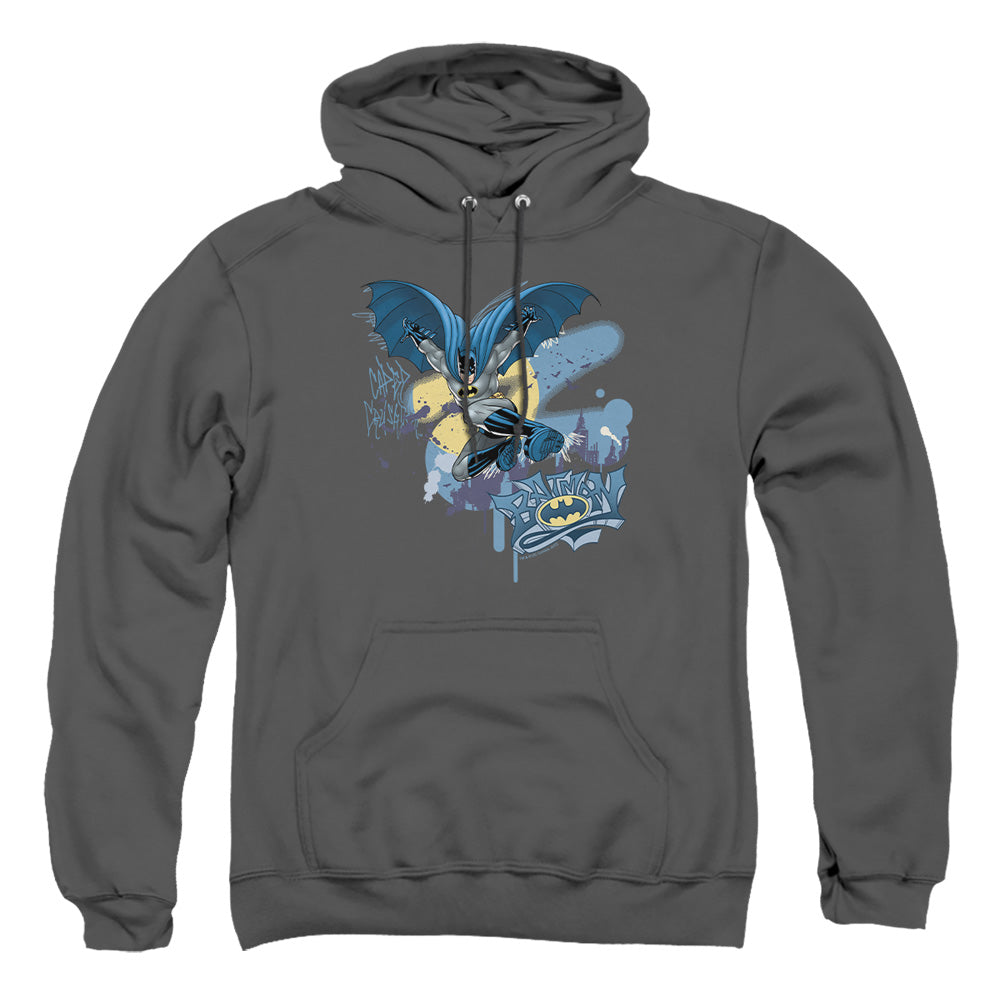 Batman Into The Night Mens Hoodie Charcoal Officially Licensed