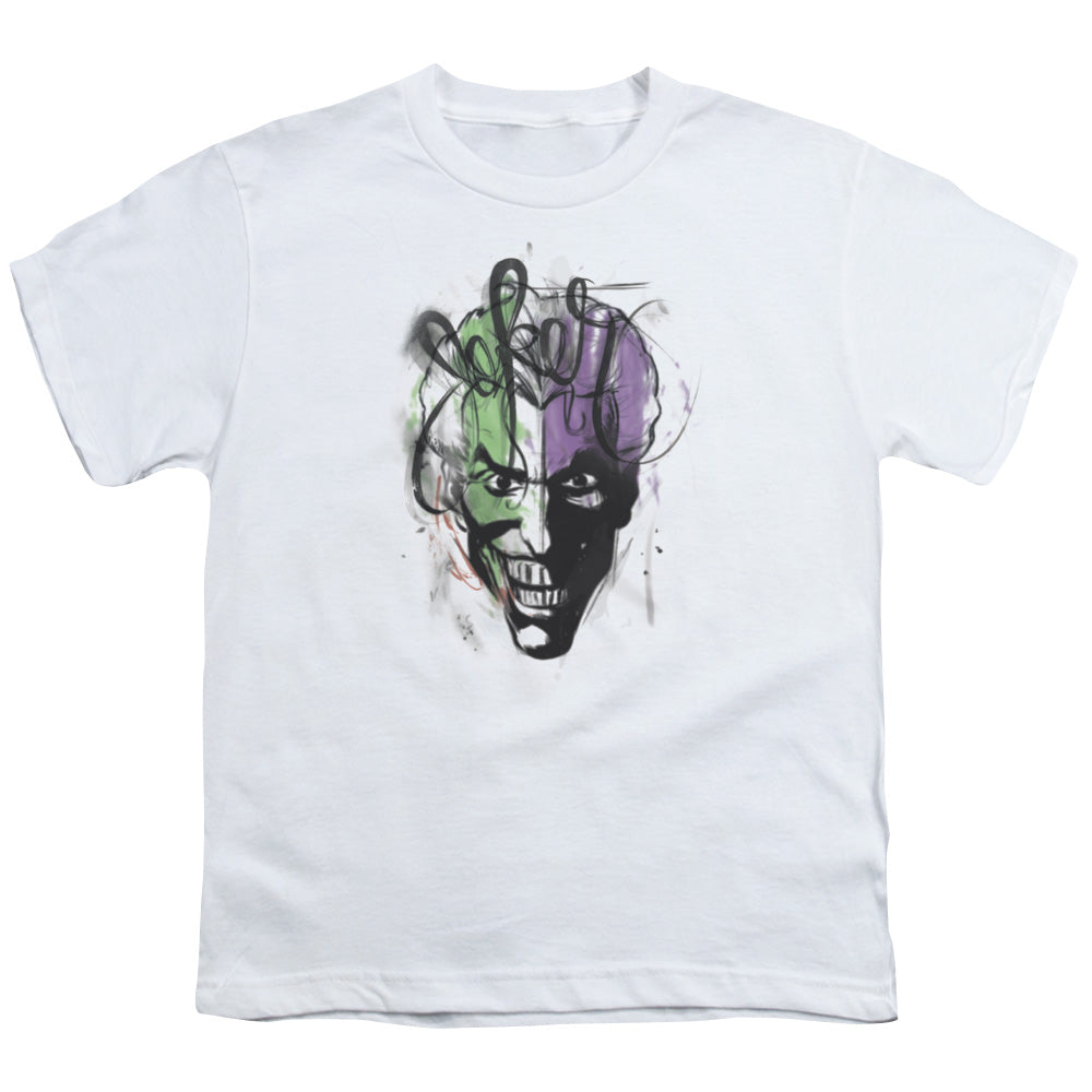 Batman Joker Airbrush Kids Youth T Shirt White Officially Licensed