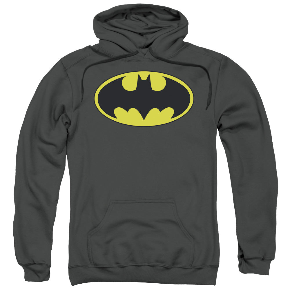 Batman Classic Bat Logo Mens Hoodie Charcoal Officially Licensed