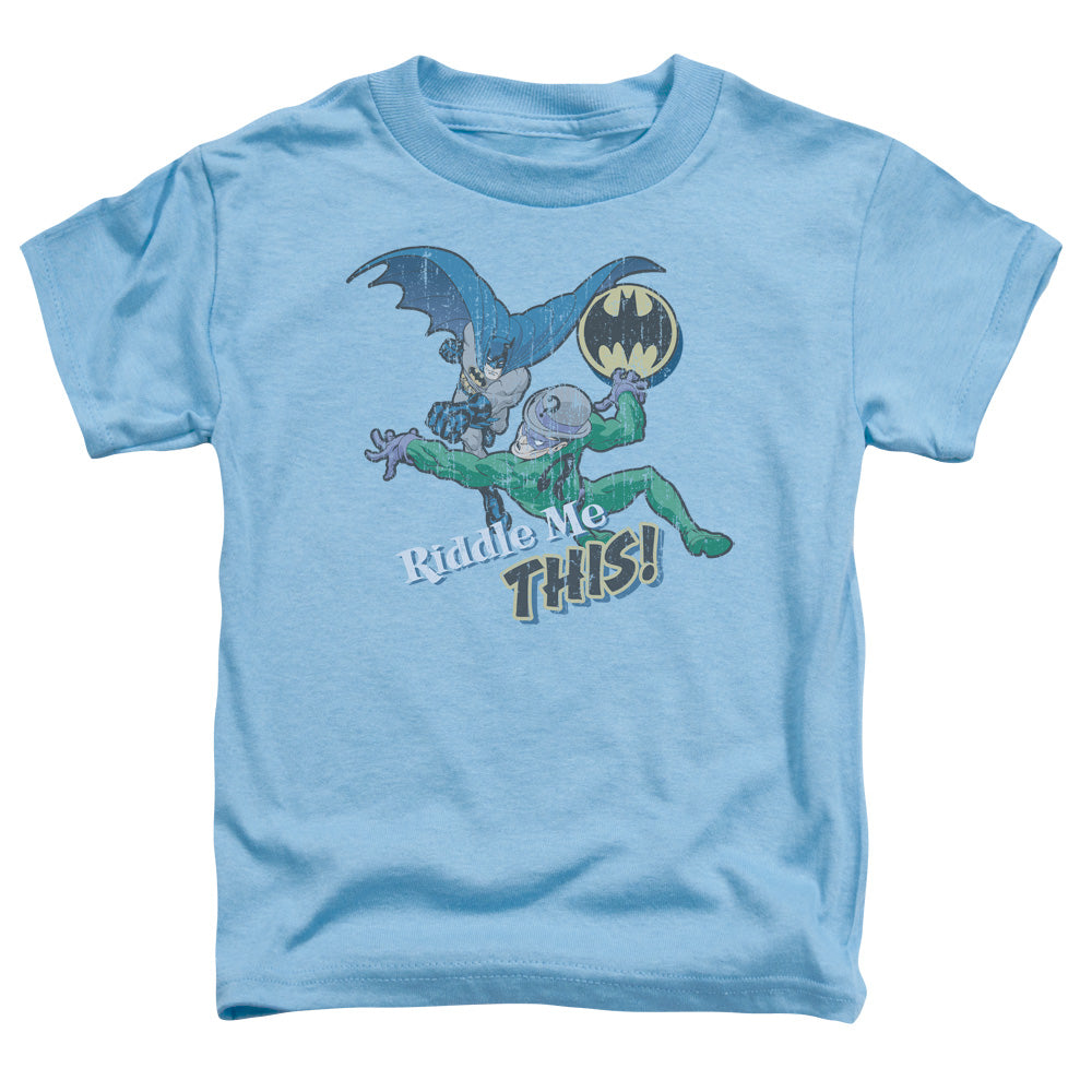 Batman Riddle Me This Toddler Kids Youth T Shirt Carolina Blue Officially Licensed