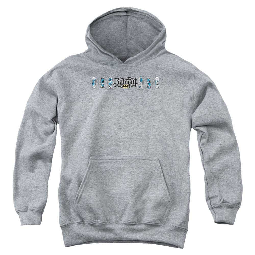 Batman Skateboard Bats Kids Youth Hoodie Heather Officially Licensed