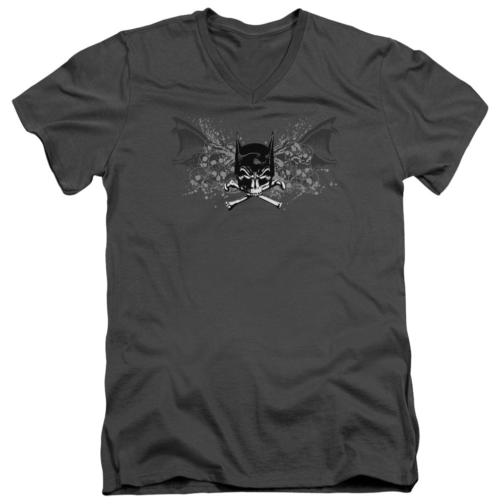 Batman Ill Omen Mens Slim Fit V Neck T Shirt Charcoal Officially Licensed