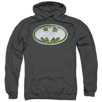 Batman Circuits Logo Mens Hoodie Charcoal Officially Licensed