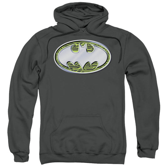 Batman Circuits Logo Mens Hoodie Charcoal Officially Licensed