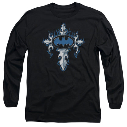 Batman Gothic Steel Logo Mens Long Sleeve Shirt Black Officially Licensed
