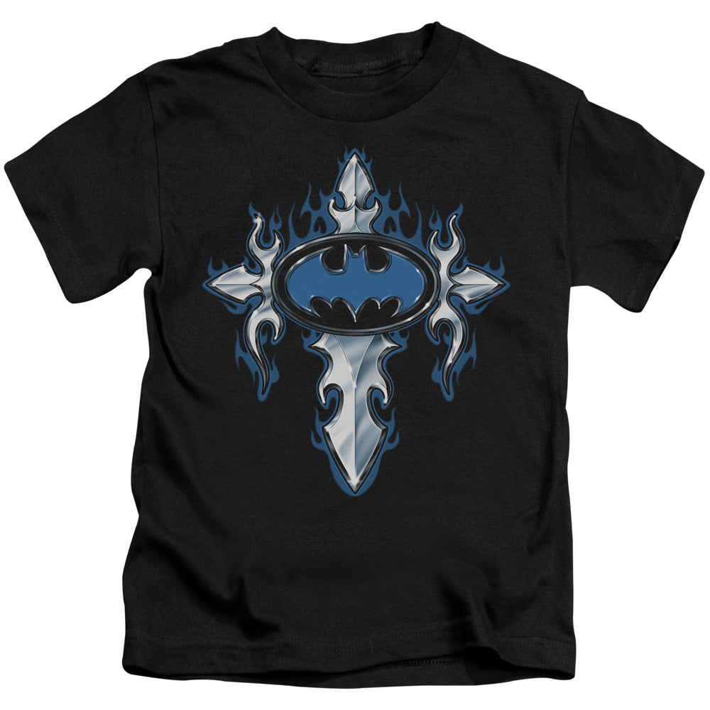 Batman Gothic Steel Logo Juvenile Kids Youth T Shirt Black Officially Licensed