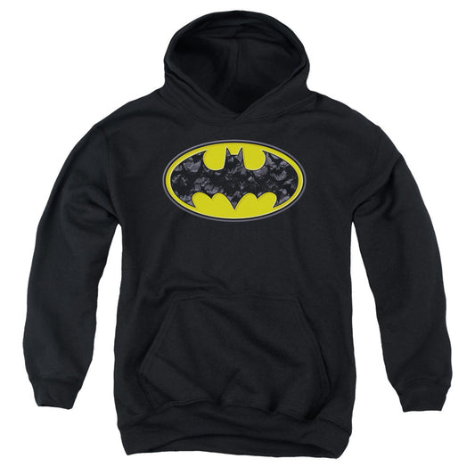 Batman Bats In Logo Kids Youth Hoodie Black Officially Licensed