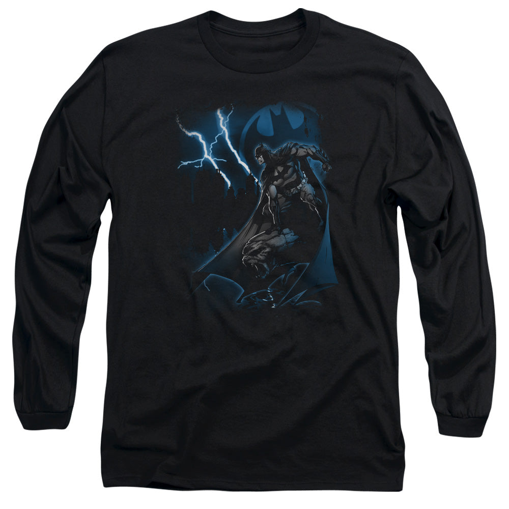 Batman Lightning Strikes Mens Long Sleeve Shirt Black Officially Licensed