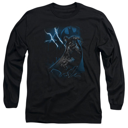 Batman Lightning Strikes Mens Long Sleeve Shirt Black Officially Licensed
