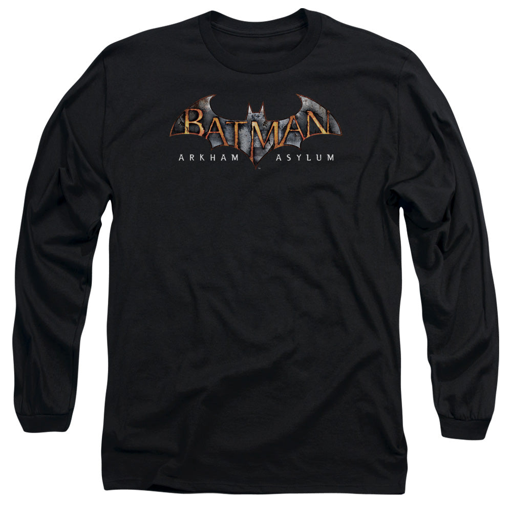 Batman Aa Arkham Asylum Logo Mens Long Sleeve Shirt Black Officially Licensed