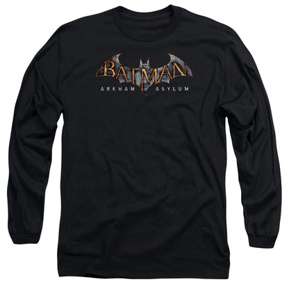 Batman Aa Arkham Asylum Logo Mens Long Sleeve Shirt Black Officially Licensed