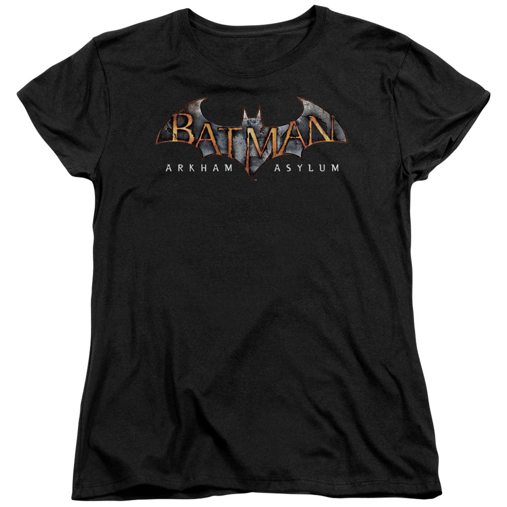 Batman Aa Arkham Asylum Logo Womens T Shirt Black Officially Licensed