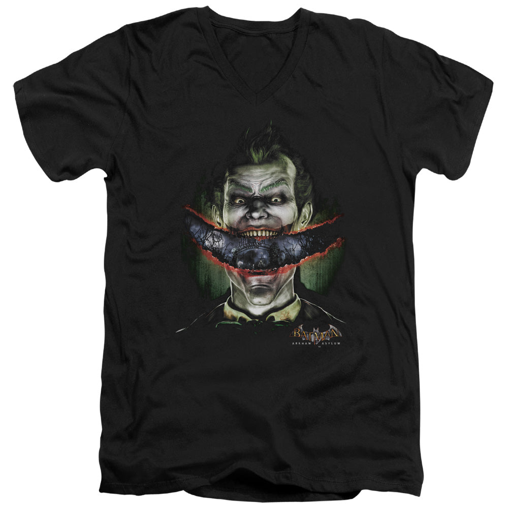 Batman Aa Crazy Lips Mens Slim Fit V Neck T Shirt Black Officially Licensed