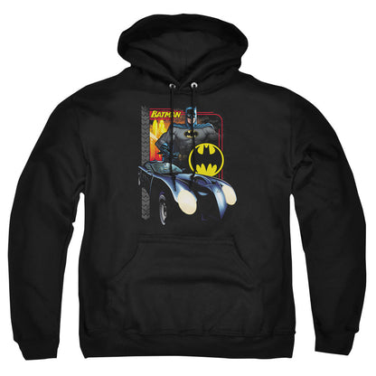 Batman Bat Racing Mens Hoodie Black Officially Licensed