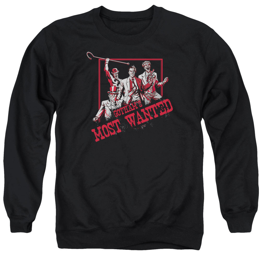 Batman Gothams Most Wanted Mens Crewneck Sweatshirt Black