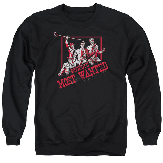 Batman Gothams Most Wanted Mens Crewneck Sweatshirt Black