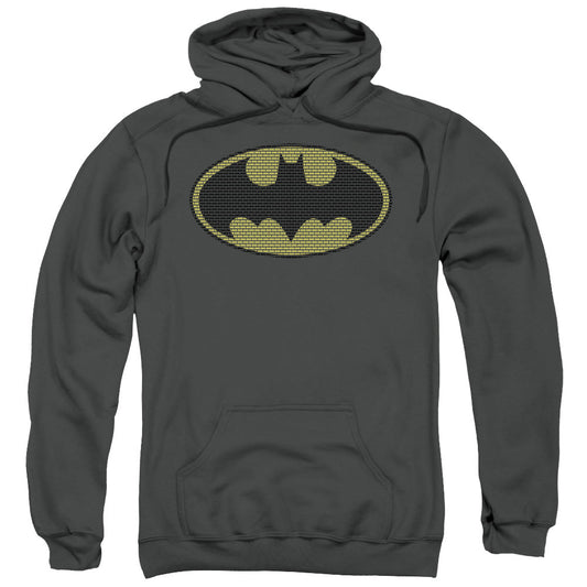 Batman Litle Logos Mens Hoodie Charcoal Officially Licensed