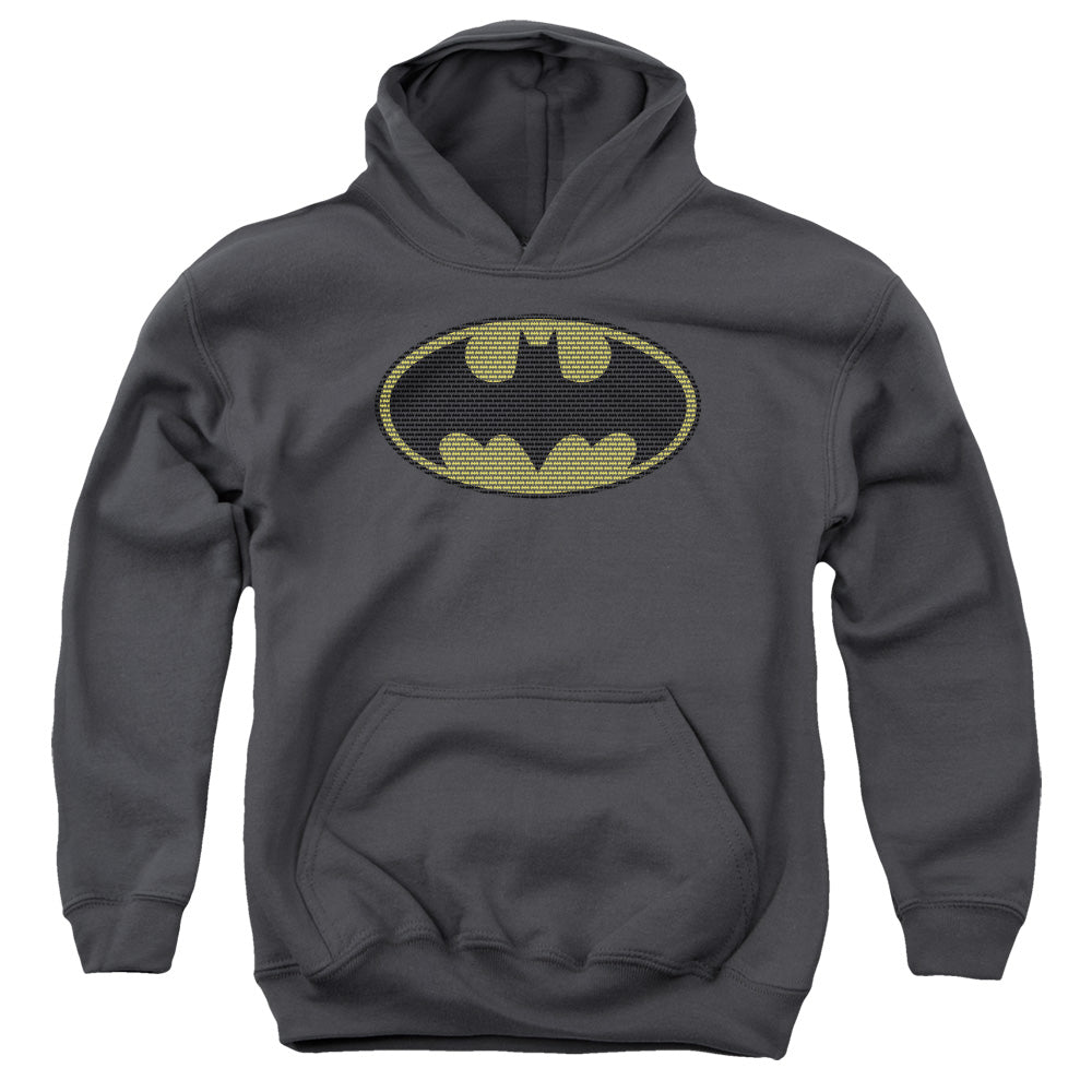 Batman Litle Logos Kids Youth Hoodie Charcoal Officially Licensed