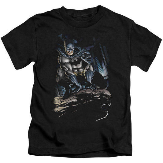 Batman Perched Juvenile Kids Youth T Shirt Black Officially Licensed