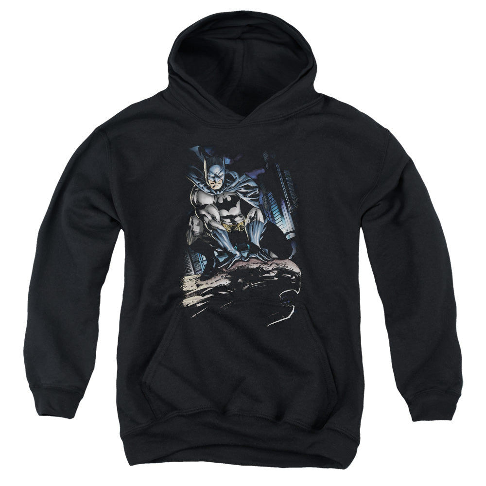 Batman Perched Kids Youth Hoodie Black Officially Licensed