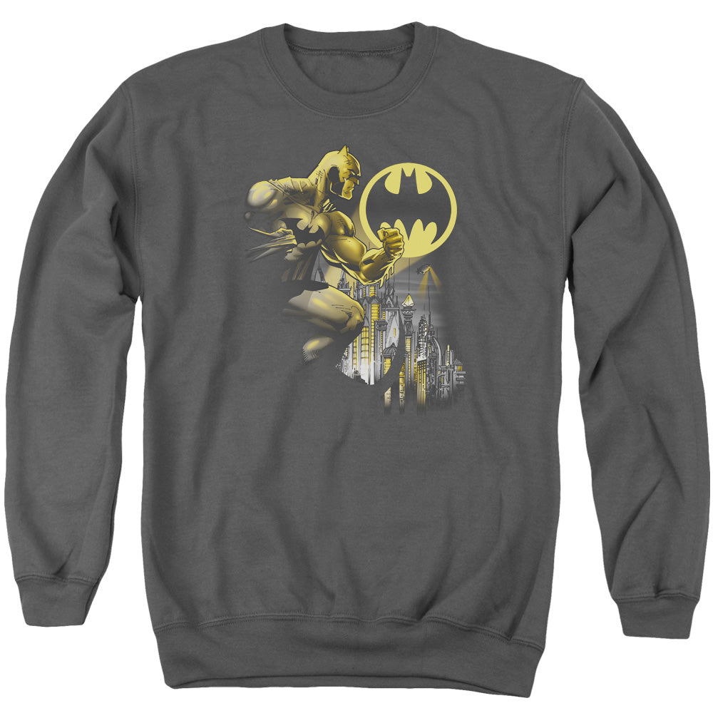 Batman Bat Signal Mens Crewneck Sweatshirt Charcoal