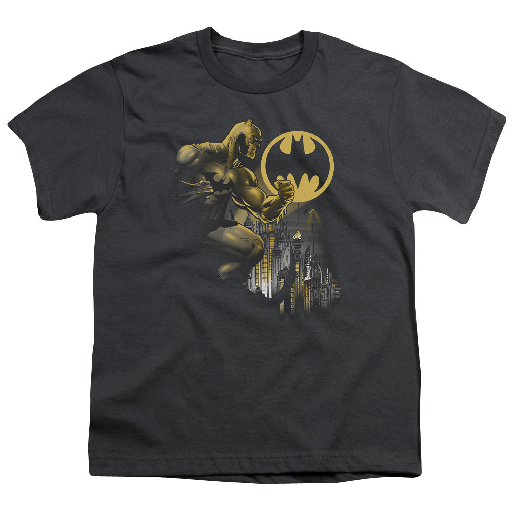Batman Bat Signal Kids Youth T Shirt Charcoal Officially Licensed