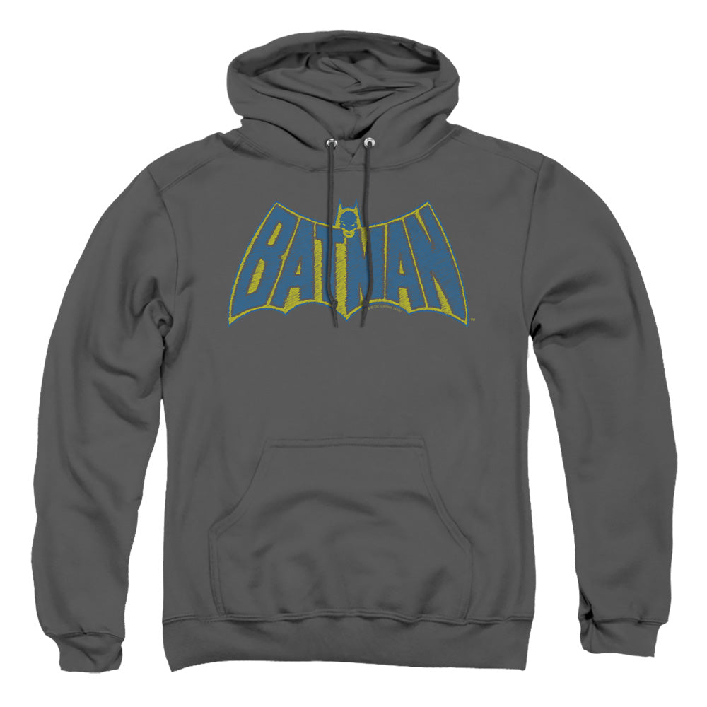 Batman Sketch Logo Mens Hoodie Charcoal Officially Licensed