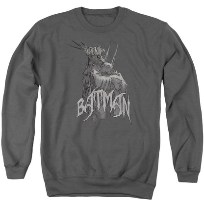 Batman Scary Right Hand Mens Crewneck Sweatshirt Charcoal