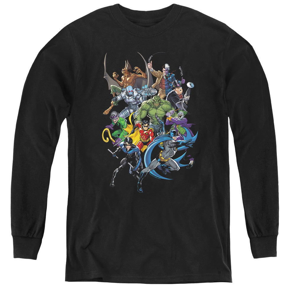 Batman Saints And Psychos Long Sleeve Kids Youth T Shirt Black Officially Licensed