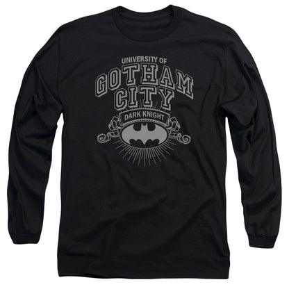 Batman University Of Gotham Mens Long Sleeve Shirt Black Officially Licensed