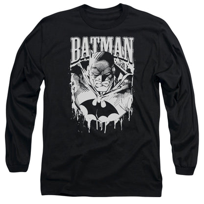 Batman Bat Metal Mens Long Sleeve Shirt Black Officially Licensed