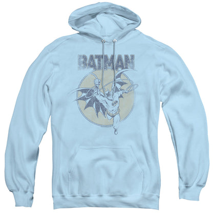 Batman Swinging Bat Mens Hoodie Light Blue Officially Licensed