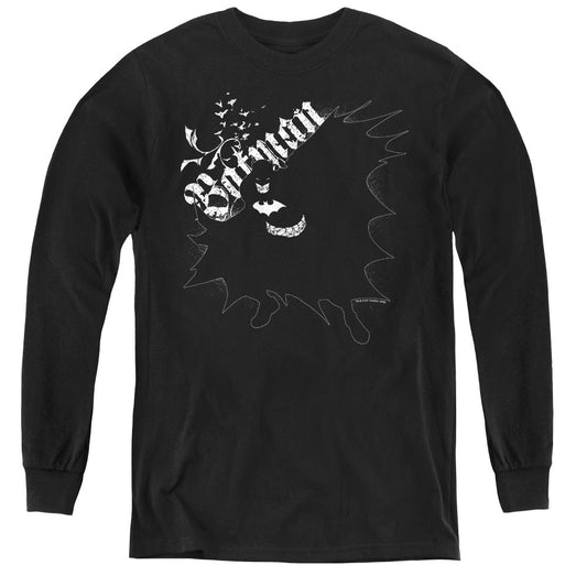 Batman Darkness Long Sleeve Kids Youth T Shirt Black Officially Licensed