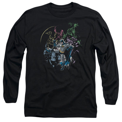 Batman Surrounded Mens Long Sleeve Shirt Black Officially Licensed