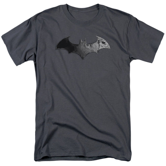 Batman Arkham City Bat Logo Mens T Shirt Charcoal Officially Licensed