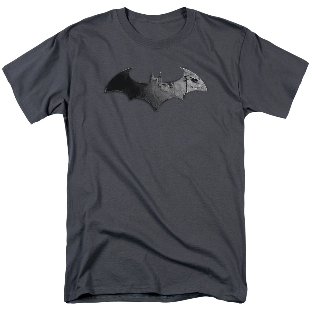 Arkham City Bat Logo Mens T Shirt Charcoal Officially Licensed