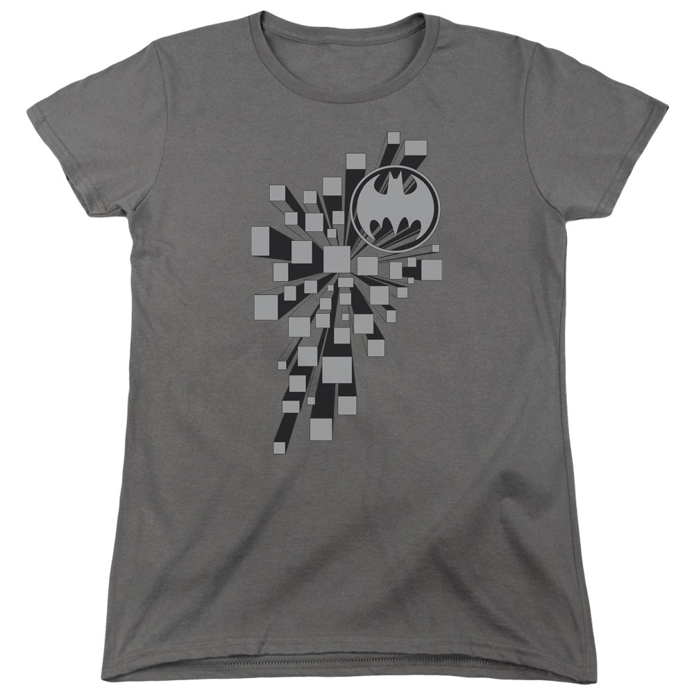 Batman Gotham 3d Womens T Shirt Charcoal Officially Licensed