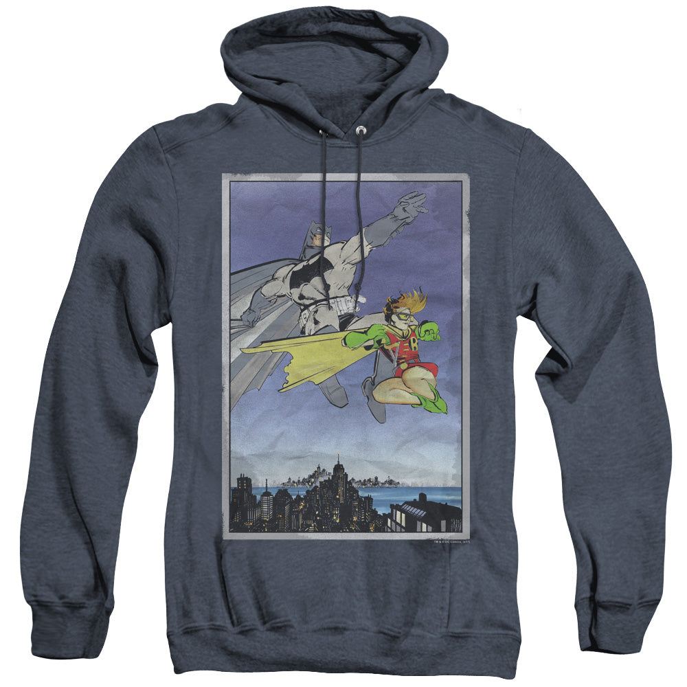 Batman Dkr Duo Heather Mens Hoodie Navy Blue Officially Licensed
