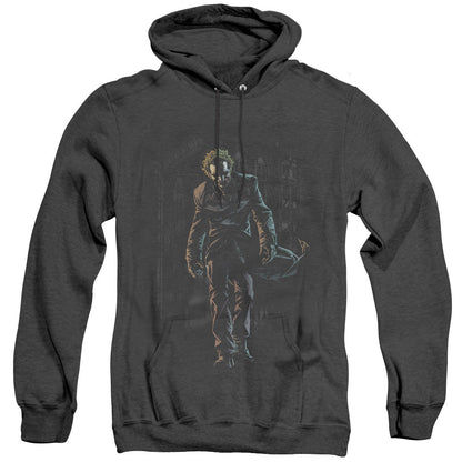 Batman Joker Leaves Arkham Heather Mens Hoodie Black Officially Licensed