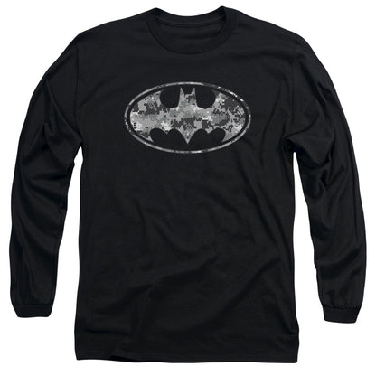 Batman Urban Camo Shield Mens Long Sleeve Shirt Black Officially Licensed
