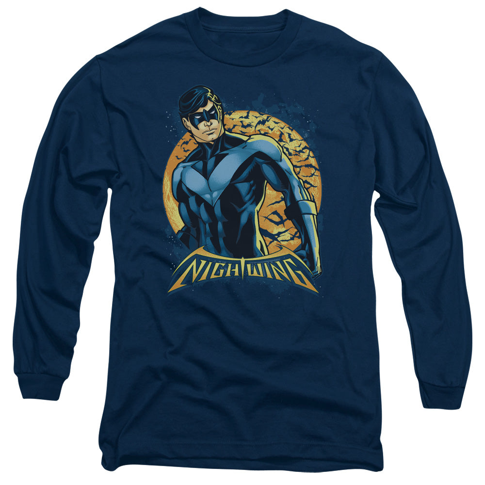 Batman Nightwing Moon Mens Long Sleeve Shirt Navy Officially Licensed