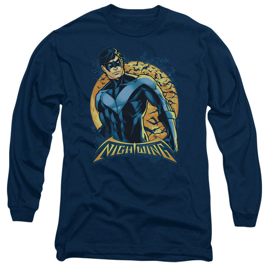 Batman Nightwing Moon Mens Long Sleeve Shirt Navy Officially Licensed